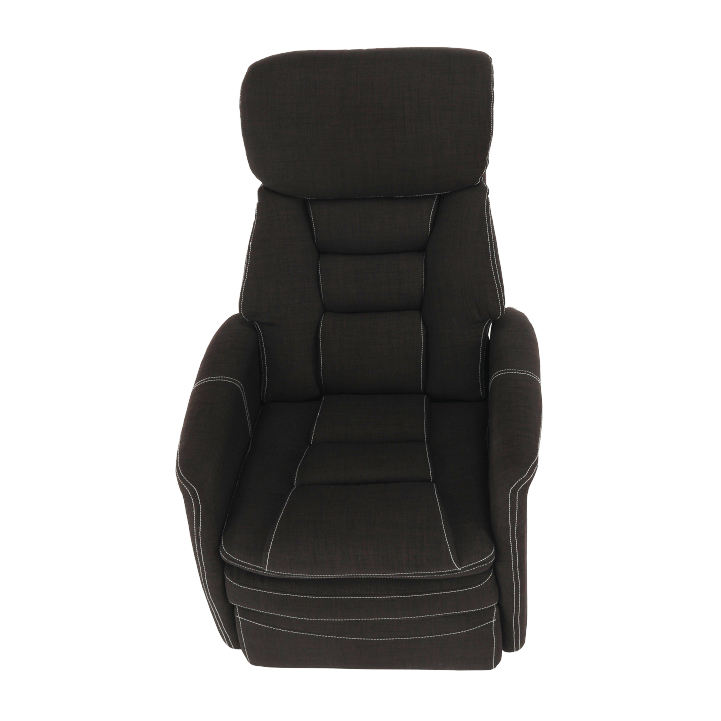 Relaxační TV křeslo KOMFY — výsuvná podnožka, hnědá látka, nosnost 150 kg