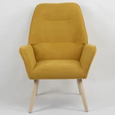 Relaxačné kreslo TOMBI — masív, látka, žltá