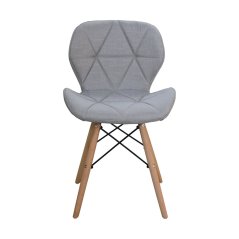 Jedálenská stolička AMBI - masív buk/kov, látka, sivá