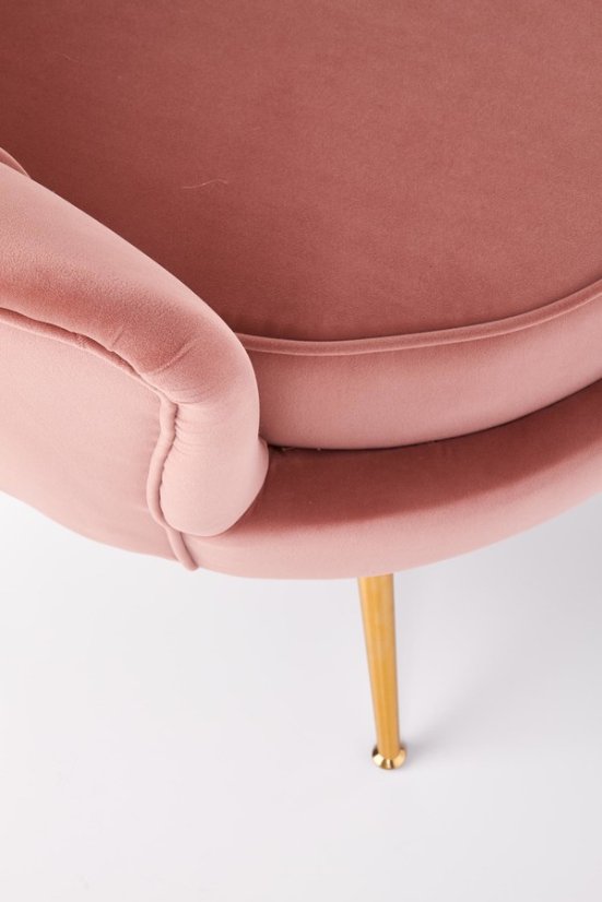Designové křeslo AMORINITO — kov, růžová látka Halmar