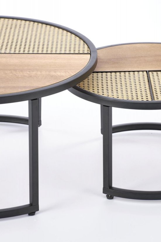 Set konferenčních stolků GARMINA — dub zlatý / černá Halmar