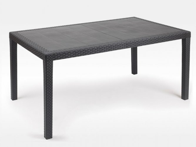 Zahradní stůl PRINCE — 150x90x72 cm, antracit, umělý ratan
