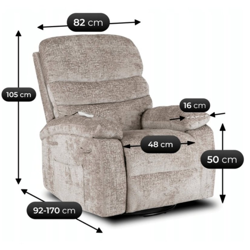 Masážne Kreslo BRUCE Polohovateľné — Béžové s masážnymi funkciami