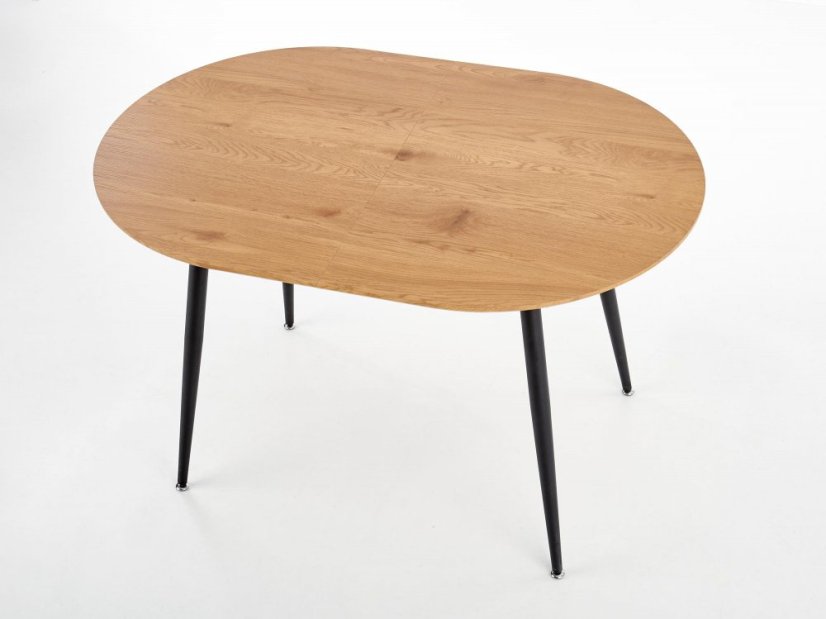 Jídelní kulatý rozkládací stůl COLORADO – 120x80x74 (+40) dub/kov, černý Halmar