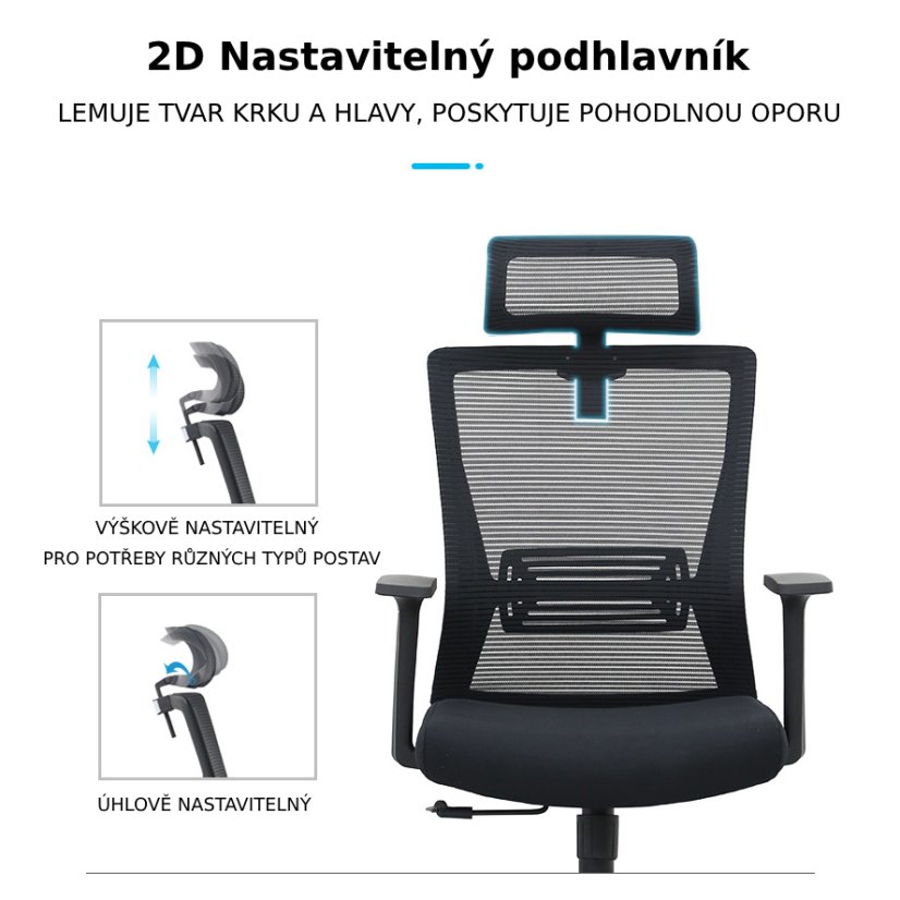 Kancelárska ergonomická stolička JERRY — čierna, nosnosť 150 kg
