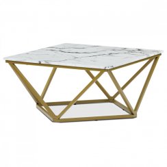 Konferenčný stolík AXIS — kov, MDF, zlatá / dekor biely mramor