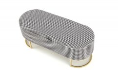 Taburet HARMONY s úložným priestorom - oceľ, látka, zlatá / čierno-biela