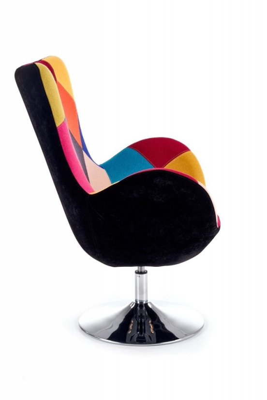 Relaxační designové křeslo BUTTERFLY — kov, patchwork Halmar
