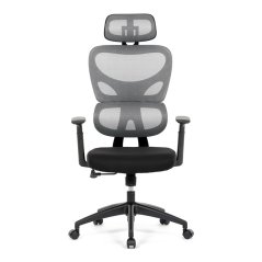 Kancelárska otočná stolička LEVI II – látka, sieť, sivá