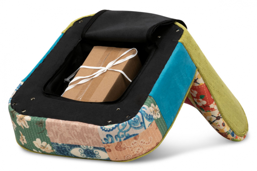 Francouzské křesílko TIMIS - masiv kaučukovník, patchwork