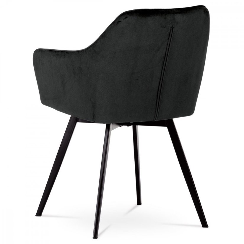 Jedálenské otočné kresielko YELD — kov, látka, čierna