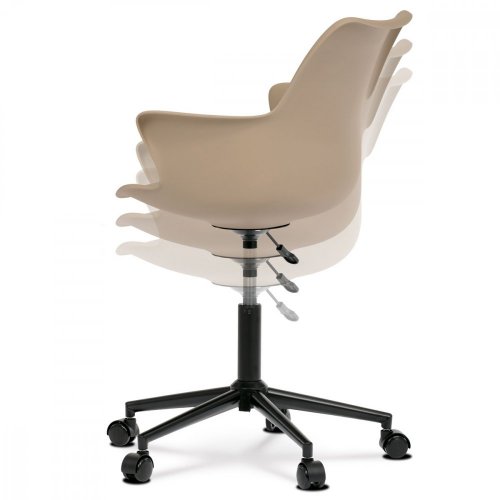 Kancelářská židle NIDORA — plast, ekokůže, ocel, černá / cappuccino