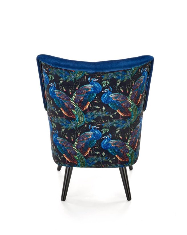 Relaxační křeslo ušák PAGONI — masiv, látka modrá