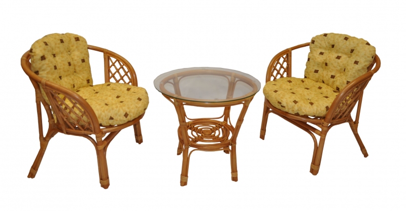 Zahradní set SERAM — ratan, látka, medová / žlutá Axin trading