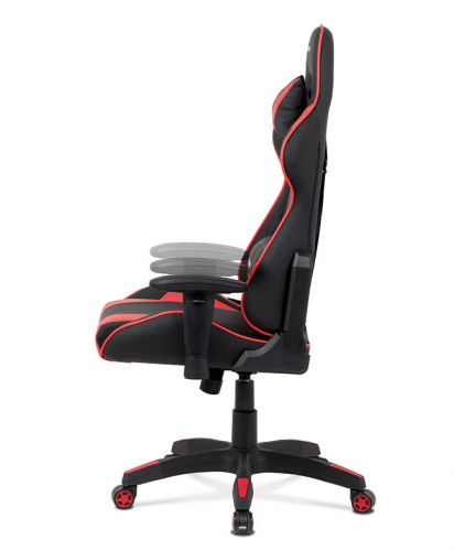 Herní židle ERACER F03 – umělá kůže, černá/červená, nosnost 130 kg