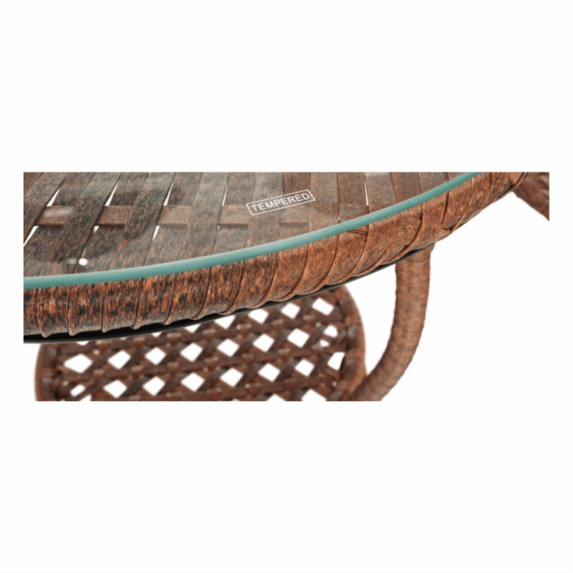 Zahradní set JARUB — ratan, sklo, hnědá Kondela