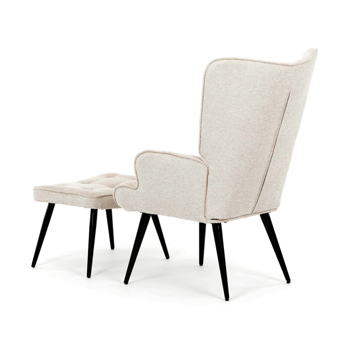 Luxusní relaxační křeslo NUVOLA s taburetem –  vodoodpudivá, sametová, béžová látka Autronic