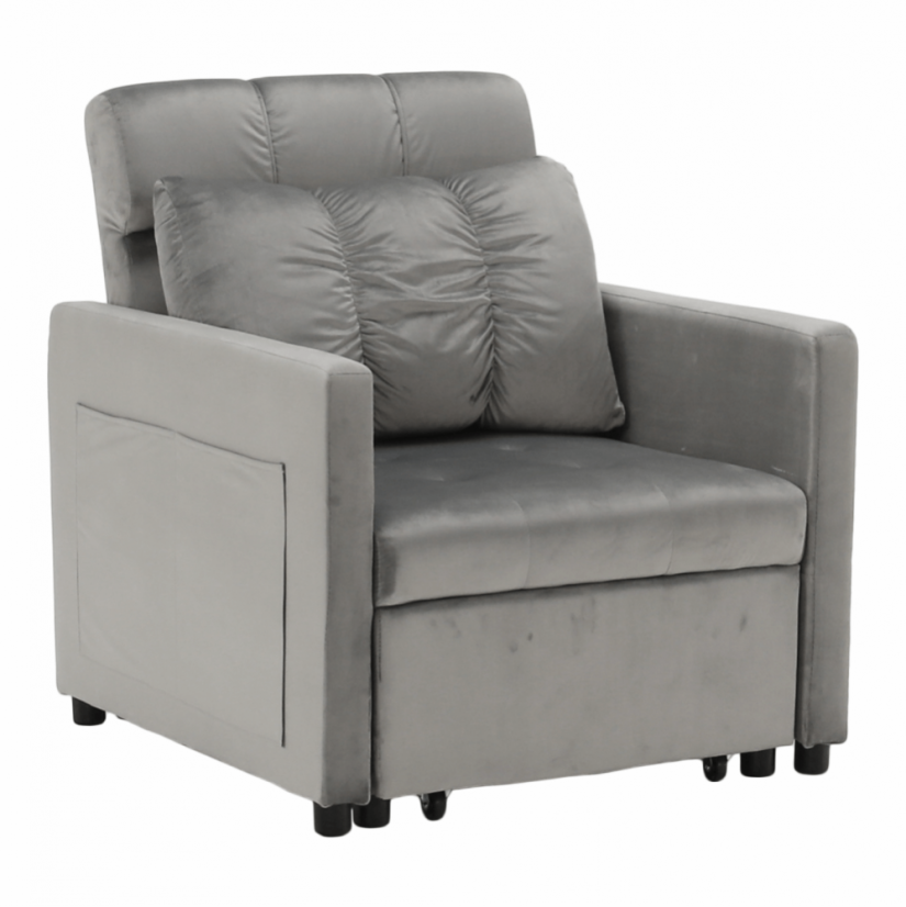 Rozkládací křeslo IGRIM — světlešedá látka/plast