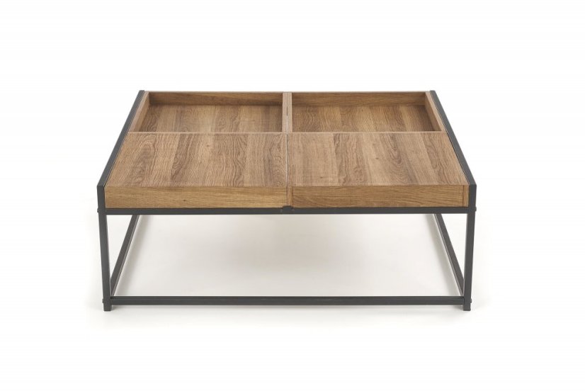 Konferenčný stolík FREGATA –⁠ kov/drevo, čierna, med orech