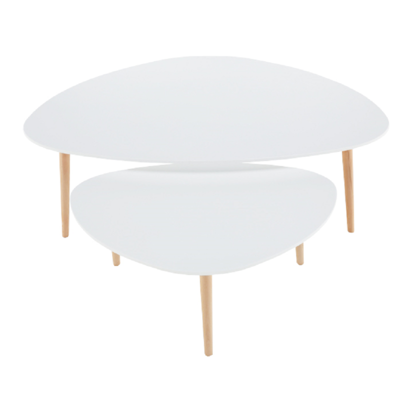 Set konferenčných stolíkov FOLKO — biela / buk