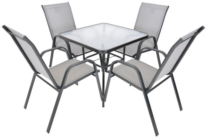 Zahradní stůl ZWMT 80x80 cm kovový se skleněnou deskou