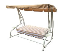 DE LUXE zahradní houpačka kovová - béžovo-bílá