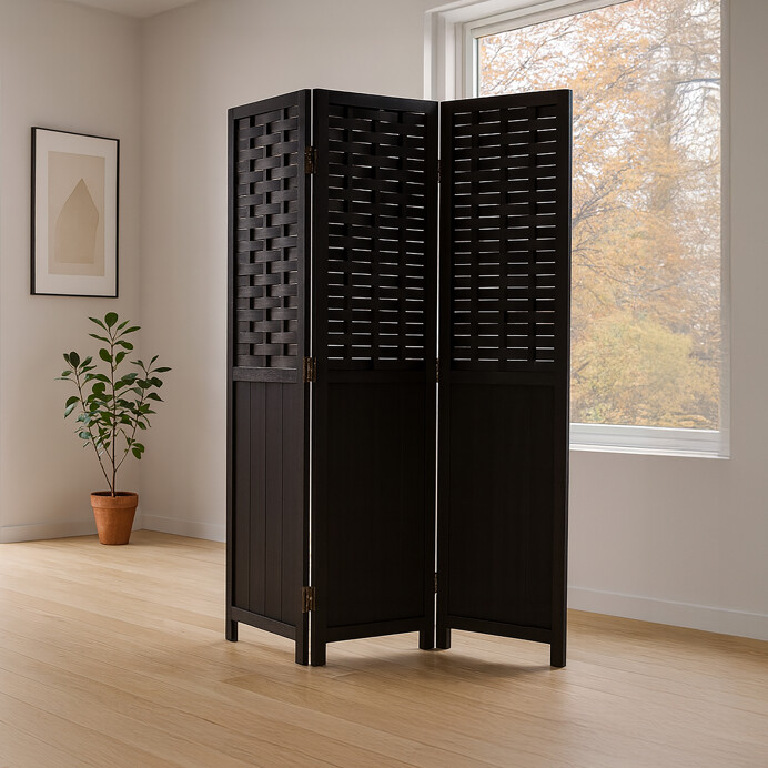 Elegancia v priestore: Čierny drevený paraván LIVARO Autronic