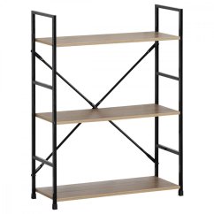 Regál VERSA I — čierna/ dekor dub