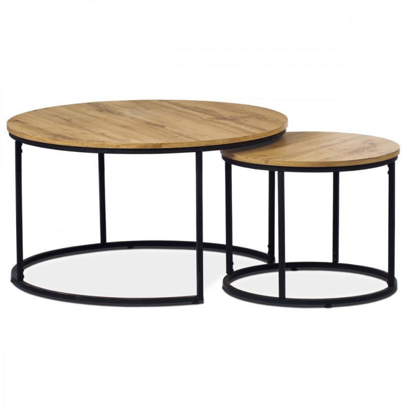 Set konferenčných stolíkov OREO 2 — kov, dekor divoký dub