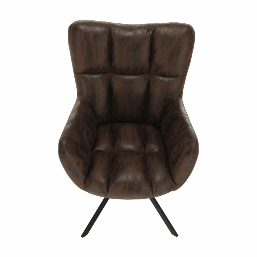 Designové otočné relaxační křeslo KOMODO — kov, látka s efektem broušené kůže, hnědá/černá Kondela