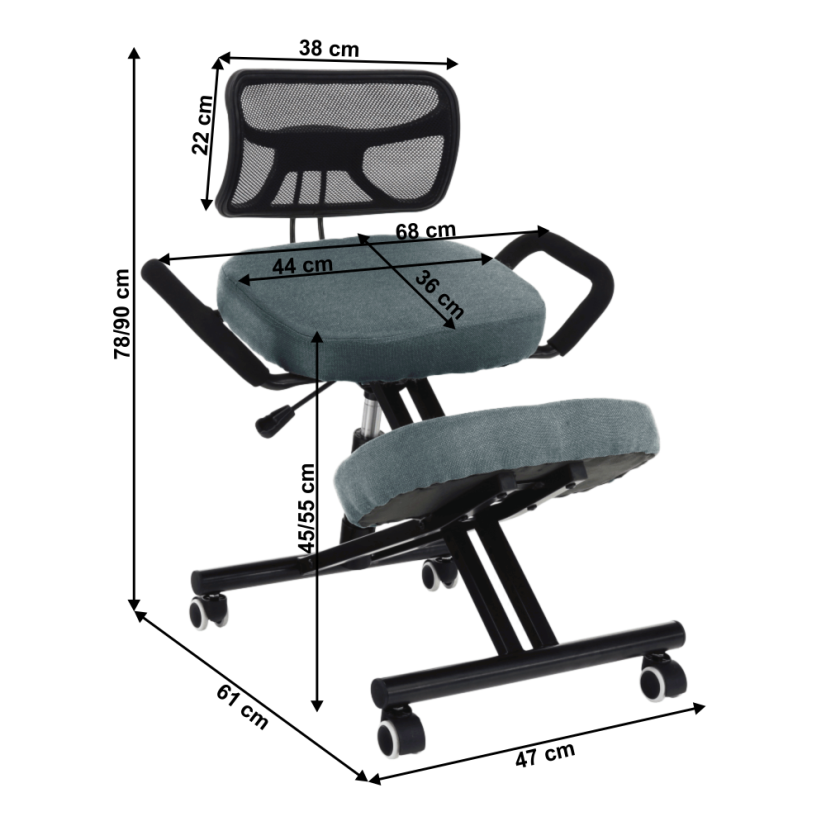 Ergonomická kľačka RUFUS – sivá látka