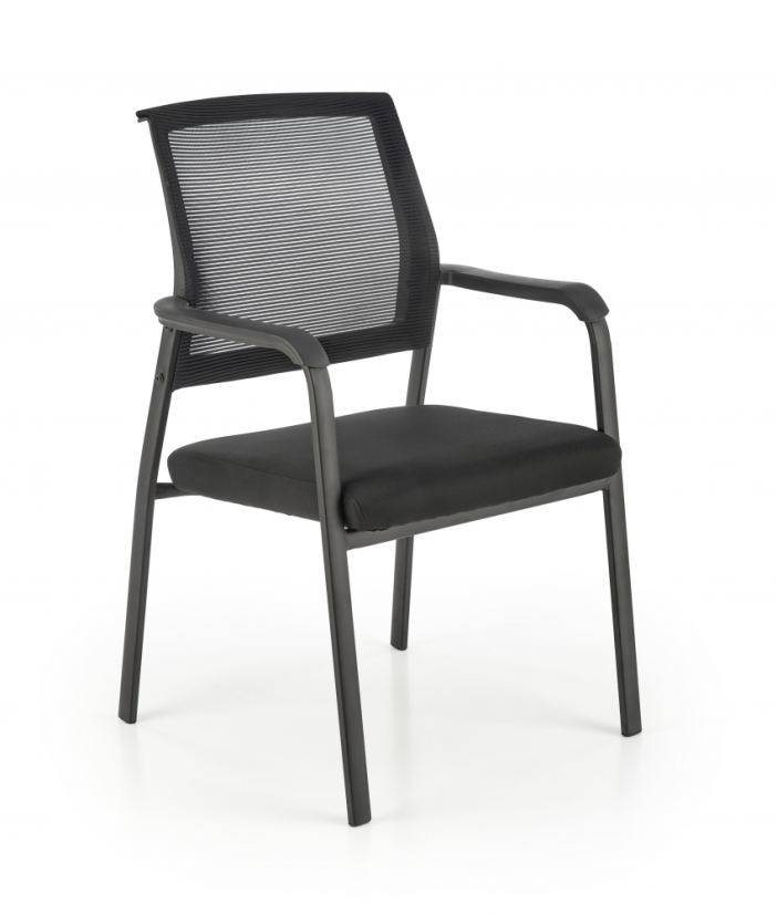 Konferenčná stolička BERGEN - látka, sieťovina, čierna