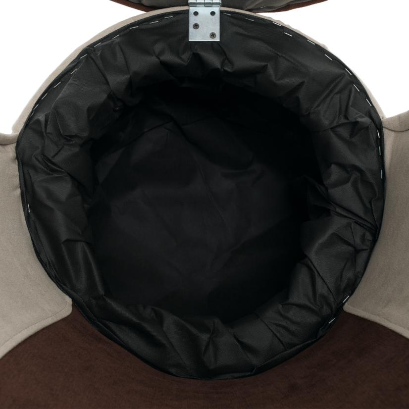 Designové křeslo PERSI s úložným prostorem — látka, hnědá / béžová Kondela