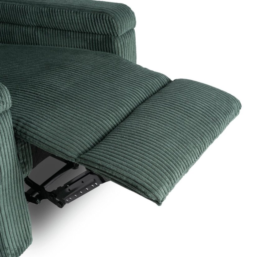 Masážne kreslo SEBASTIAN zo zeleného menčestru pre relax a komfort