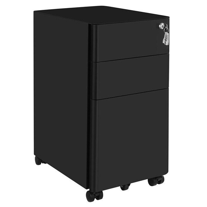 Pojízdný kancelářský kontejner STAL –  kov, černá, 3 zásuvky Autronic