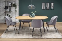 Jídelní kulatý rozkládací stůl COLORADO – 120x80x74 (+40) dub/kov, černý Halmar