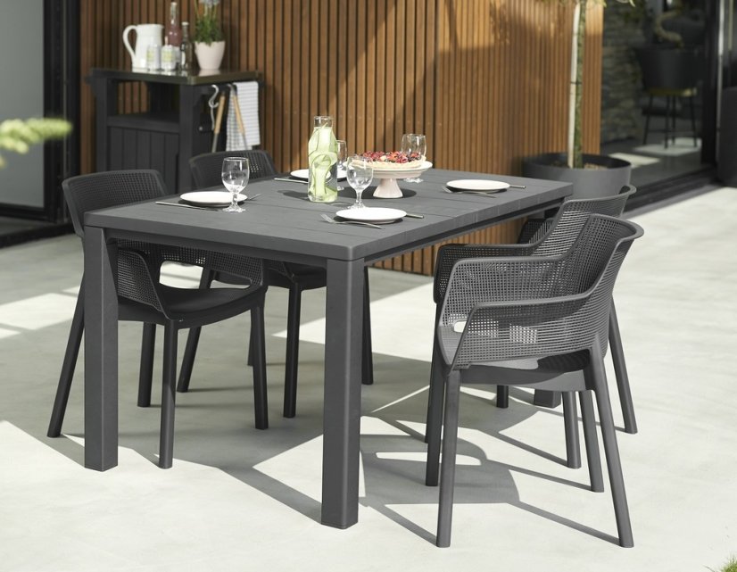 Zahradní stůl JULIA — 151x93x11cm, antracit, plast