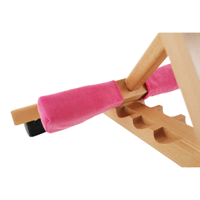 Ergonomická kľačadlo GROCO – ružová látk s bukovou konštrukciou