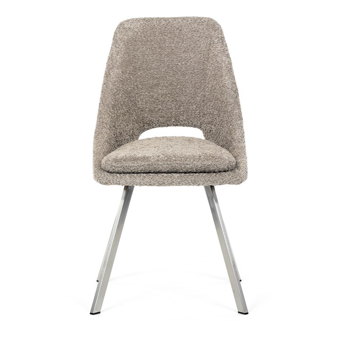 Elegantná lanýžová jedálenská stolička RINA Bouclé s nerez nohami