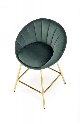 Barová židle ERNESTO — kov, látka, zlatá / zelená