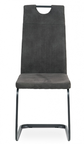 Jídelní židle VENNY — kov, šedá látka, dekor broušená kůže