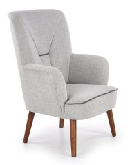 Relaxační křeslo ušák BISHOP — masiv, látka světle šedá Halmar