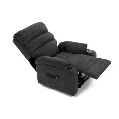 Relaxační křeslo s elektrickým polohováním HOMER - látka, šedá
