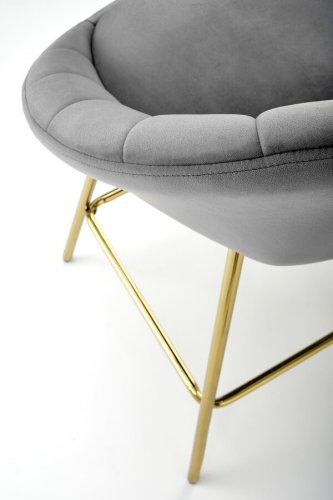 Barová židle ERNESTO — kov, látka, zlatá / šedá