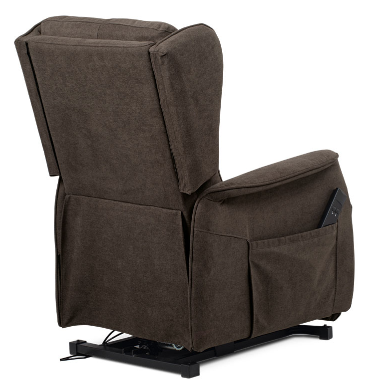 TV křeslo ušák SANDUR s elektrickým polohováním — hnědá látka, kov Autronic