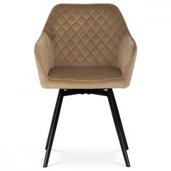 Jídelní otočné křesílko YELD — kov, látka, kapučíno Autronic