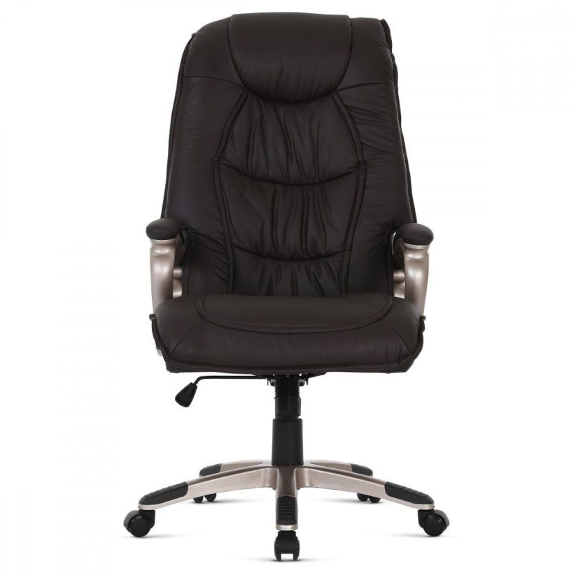 Kancelářské křeslo SALEM — kůže, hnědá Autronic