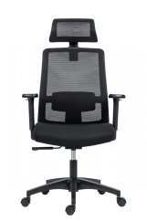 Kancelářská ergonomická židle DELFO — síť / látka, černá