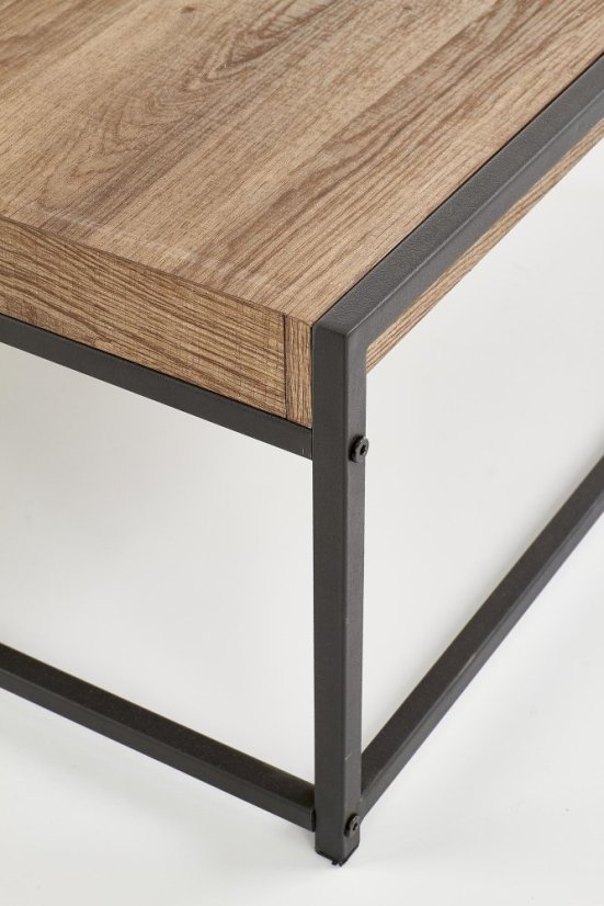 Konferenčný stolík FREGATA –⁠ kov/drevo, čierna, med orech