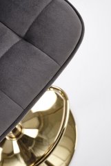 Barová židle DREY II – kov, látka, zlatá / temně šedá Halmar